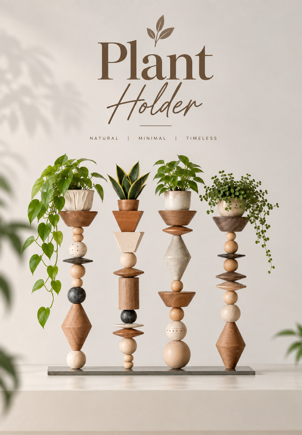 Geometric Wooden Sculptural Décor