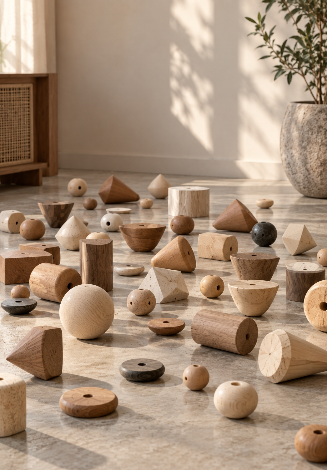 Geometric Wooden Sculptural Décor