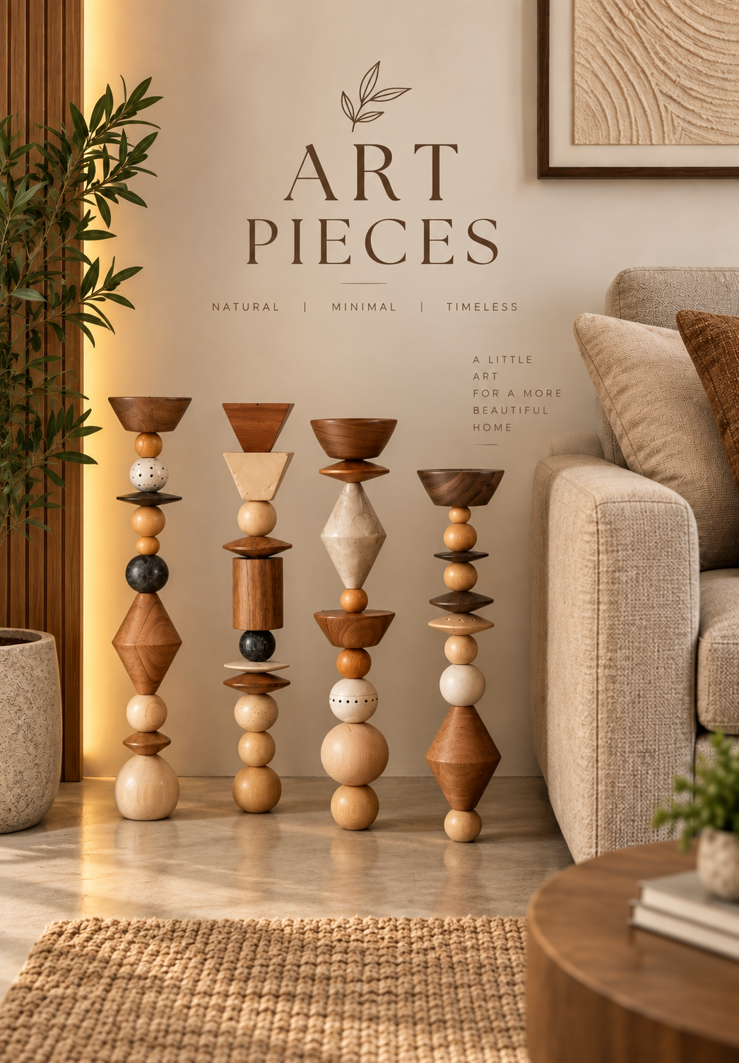 Geometric Wooden Sculptural Décor
